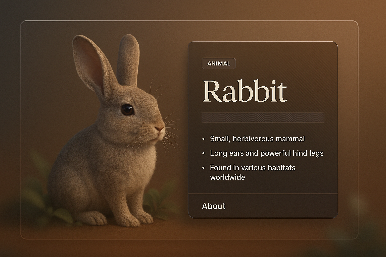 3D Illustration of a Rabbit with Stylish Web Design Elements