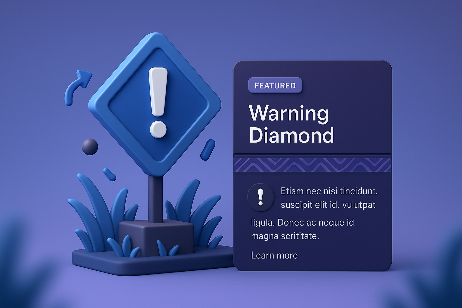 3D Warning Diamond Web Design Illustration