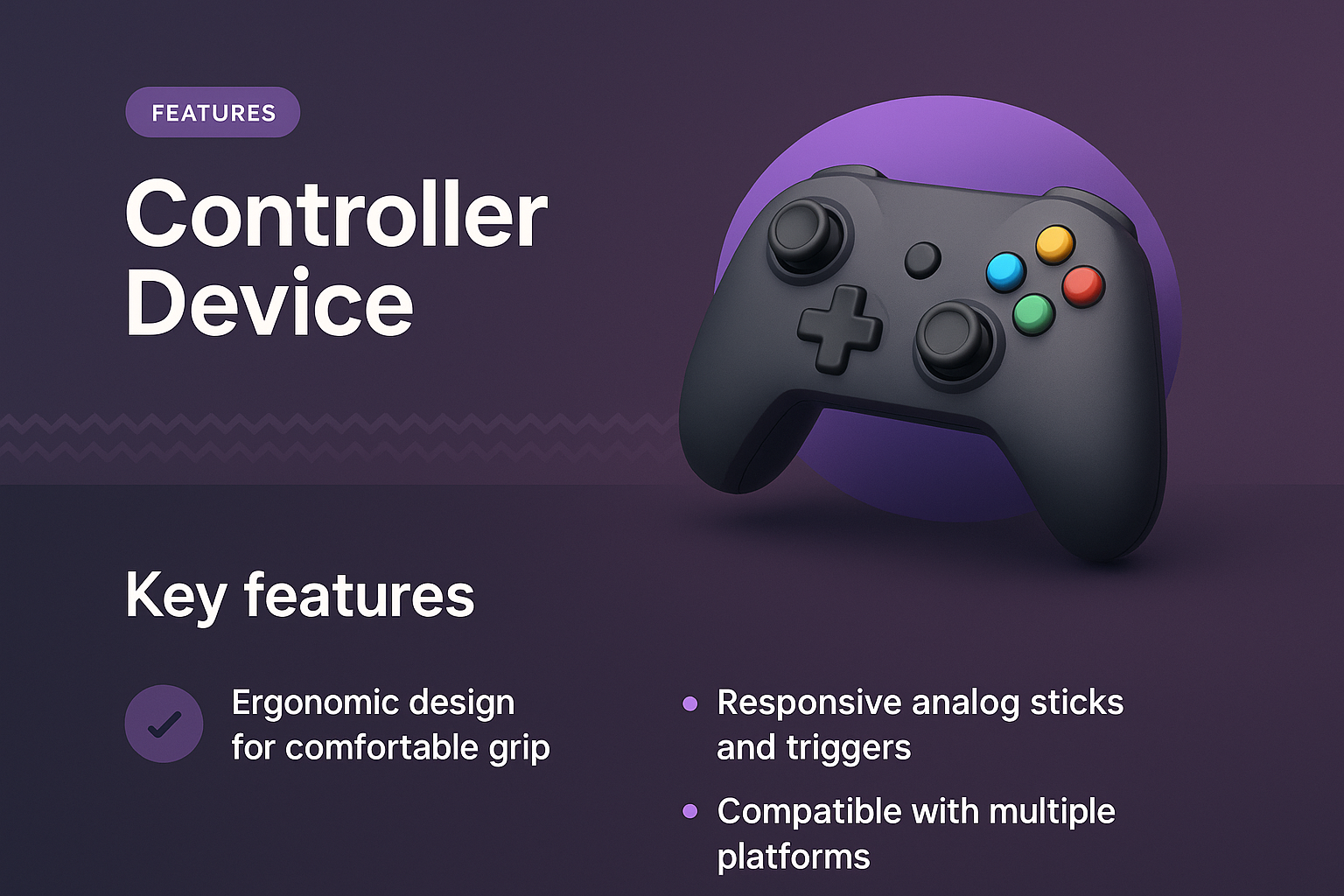 3D Controller Device Landing Page Design with Features