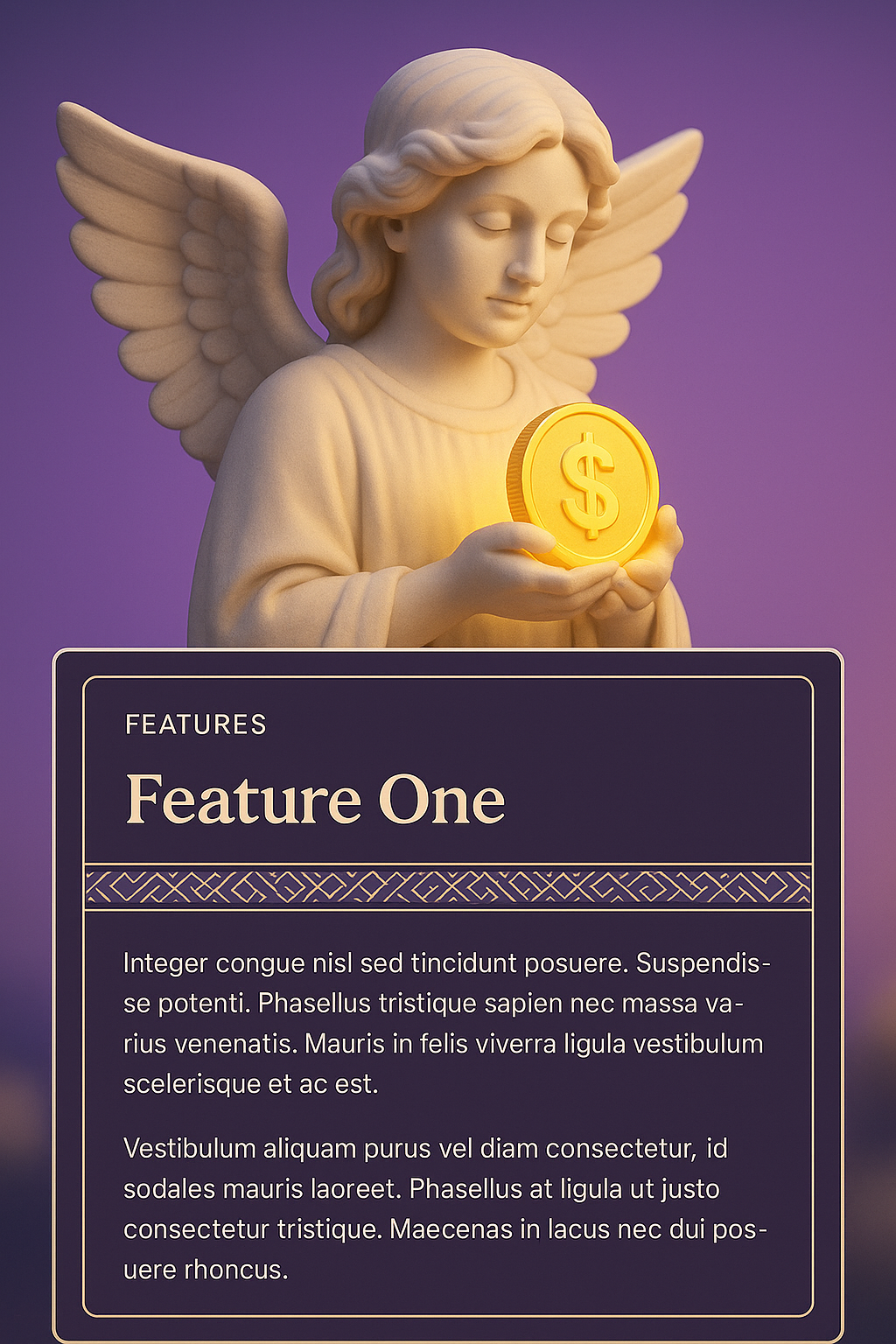 Digital Angel Holding a Glowing Coin - 3D Illustration