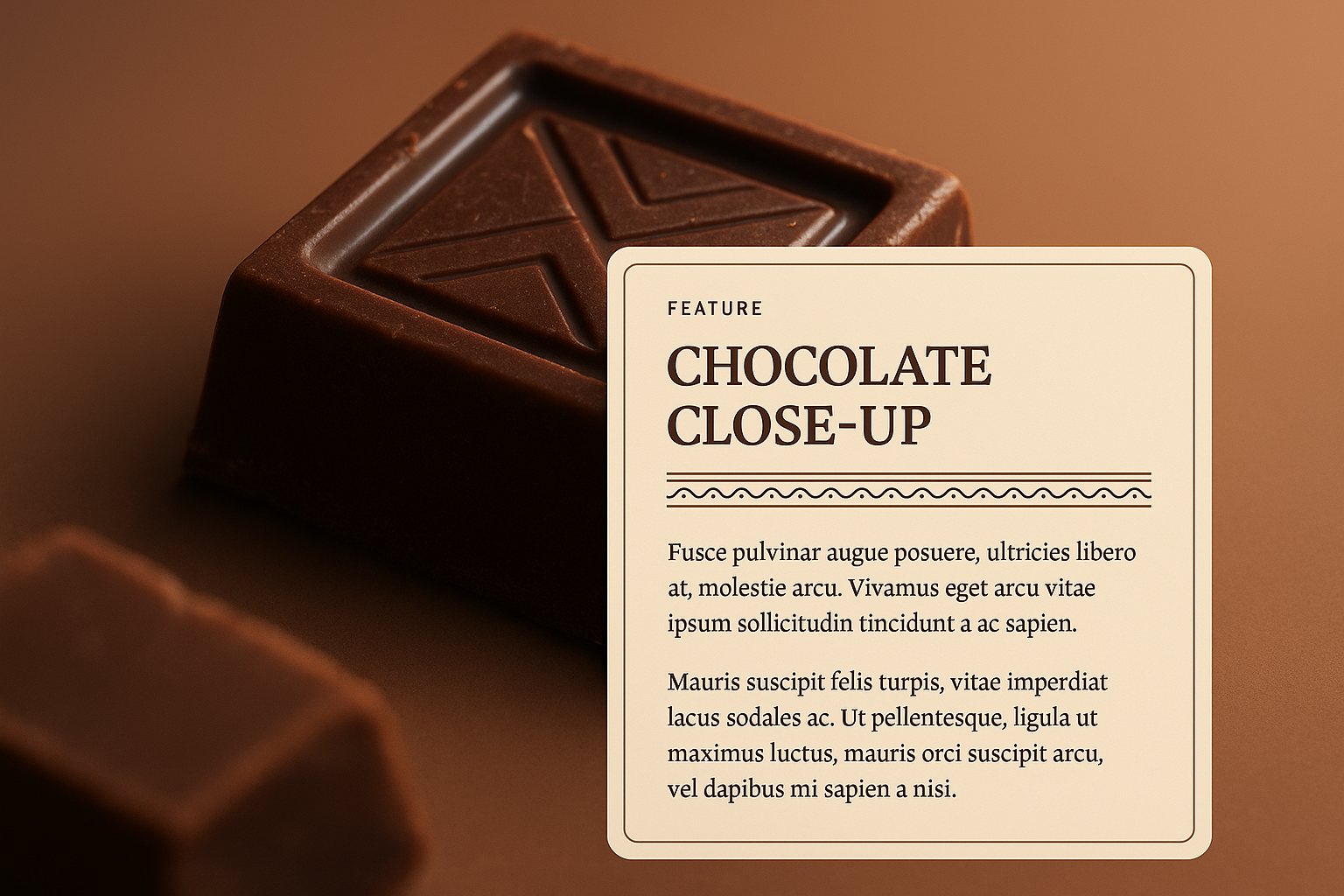 Delicious Chocolate Close-Up with Rich Text Design