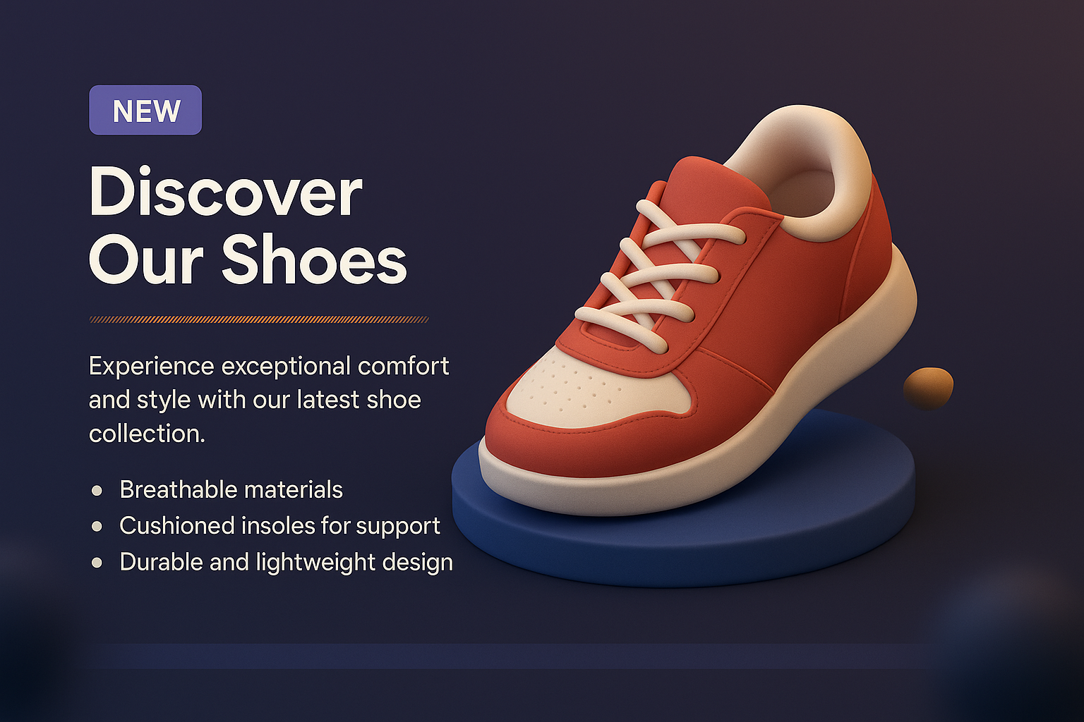 3D Shoe Landing Page with Stylish Design Elements