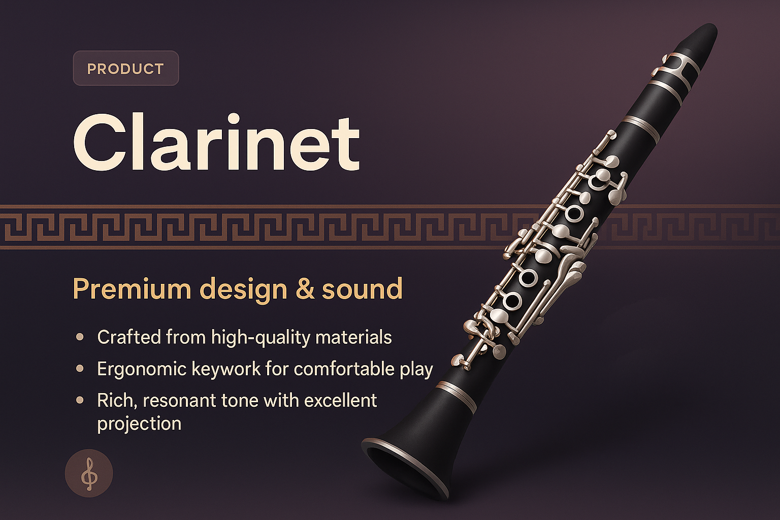 Stylish Clarinet 3D Design and Features Overview