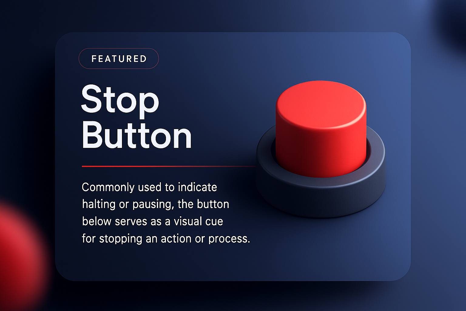3D Stop Button Illustration for User Interface Design
