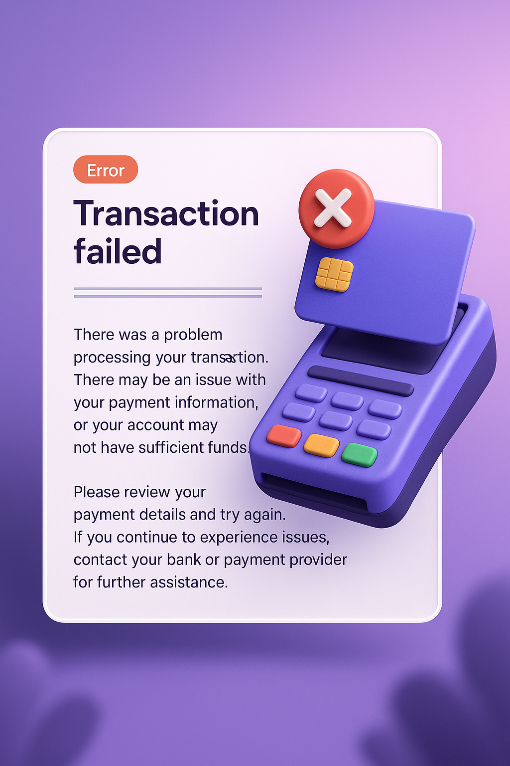 3D Illustration of Payment Error with Integrated Design Elements