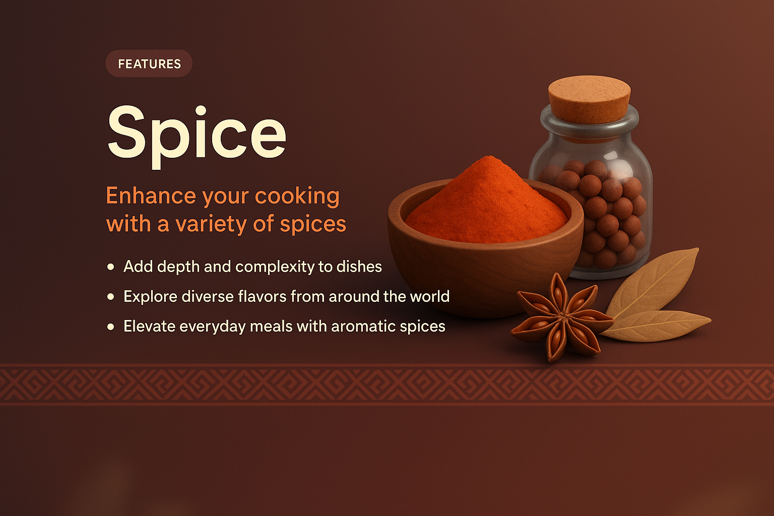 3D Illustration Landing Page Design Featuring Spice Features