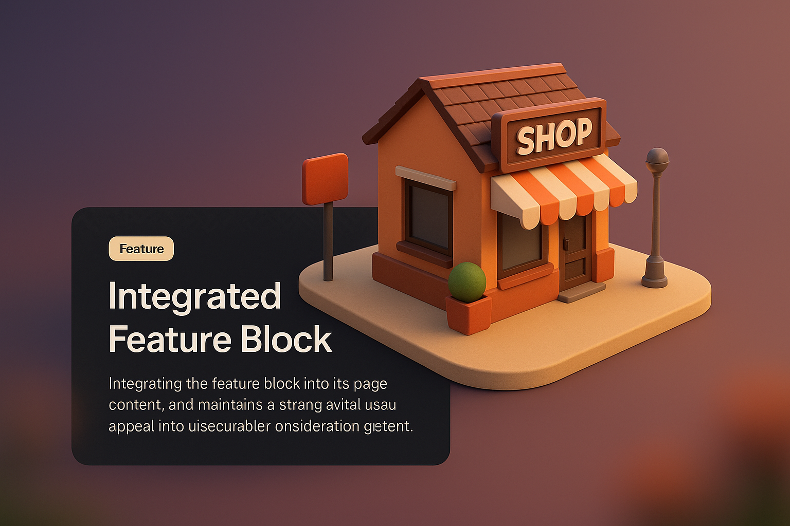 3D Web Page Mockup Featuring a Shop Design