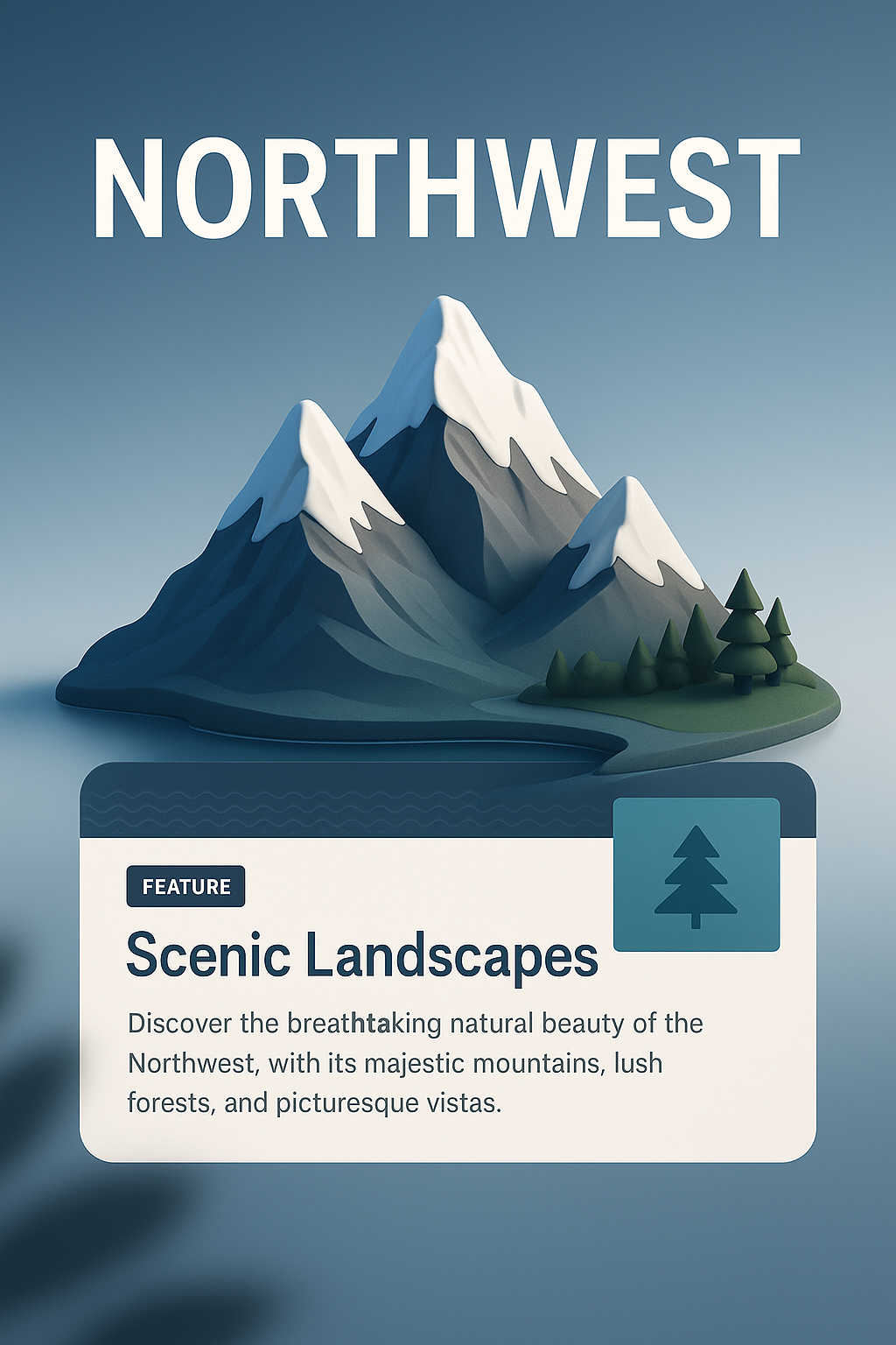 Dynamic 3D Web Page Design Featuring Northwest Landscapes