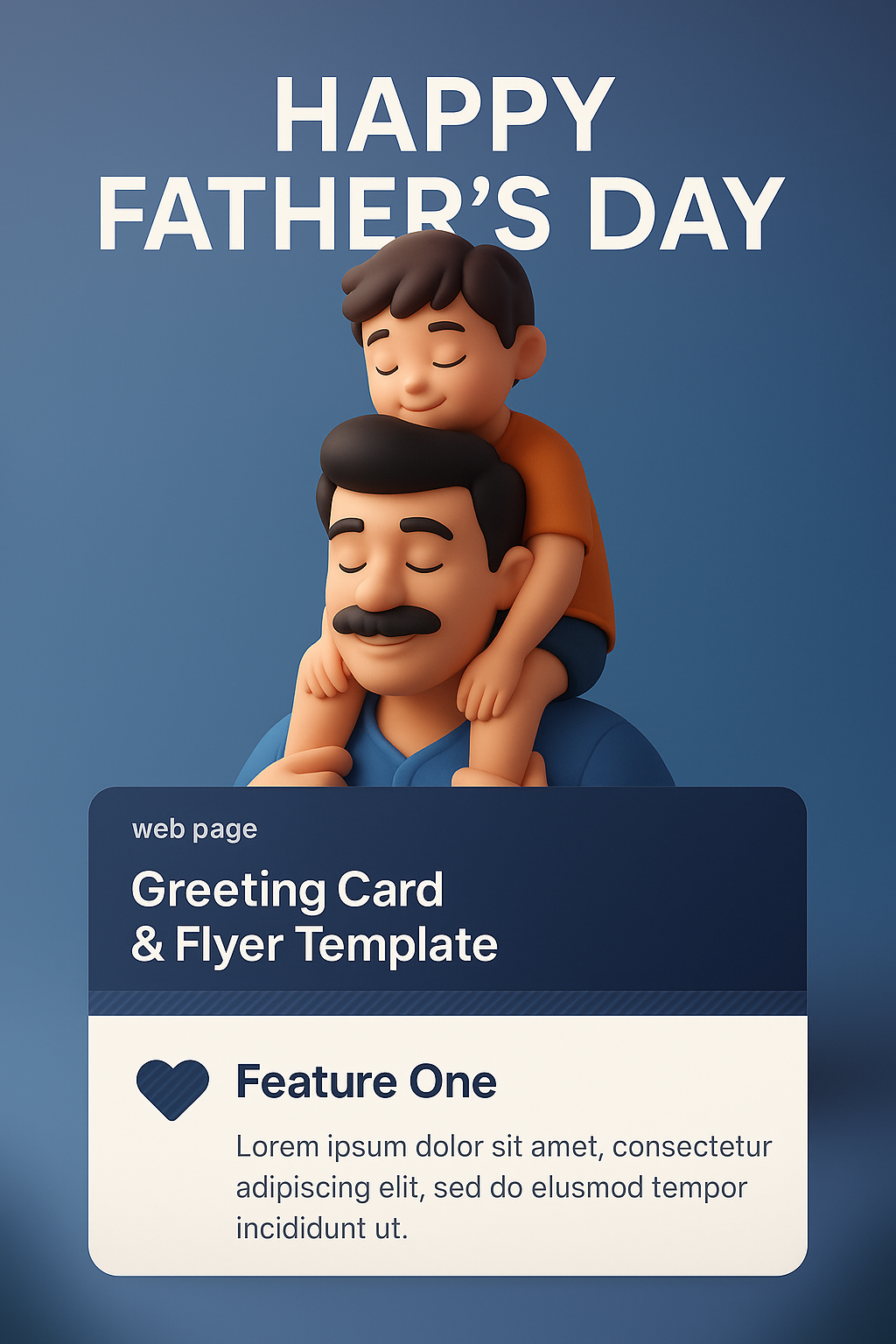 Creative Father's Day Greeting Card and Flyer Template Design