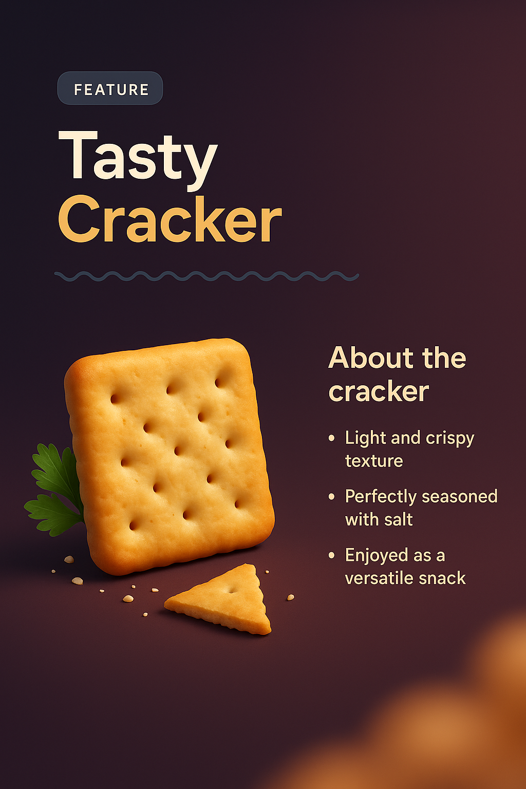 Landing Page Design for a Tasty Cracker Snack Feature