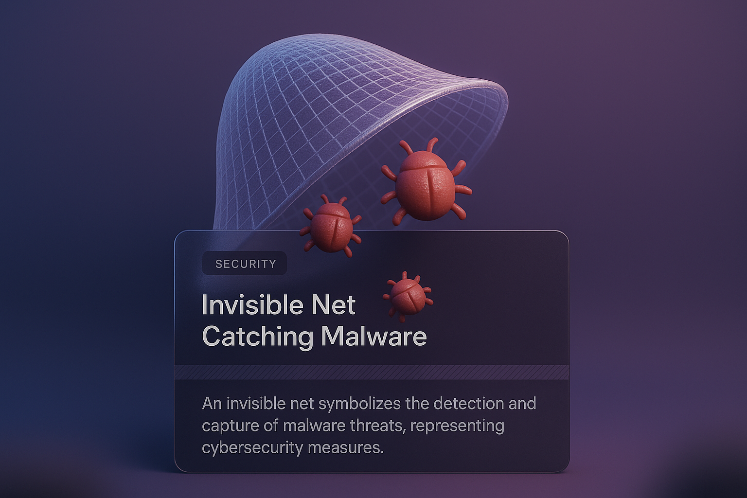 Invisible Net Catching Malware - Cybersecurity Illustration