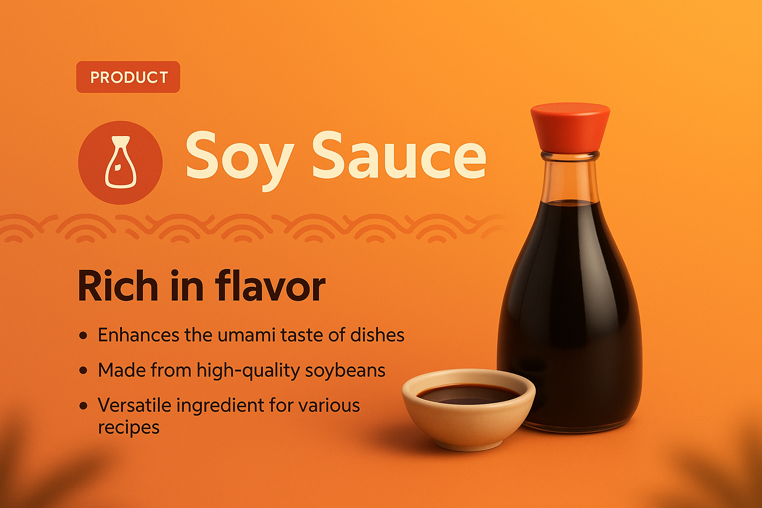 3D Soy Sauce Design with Flavor Highlights