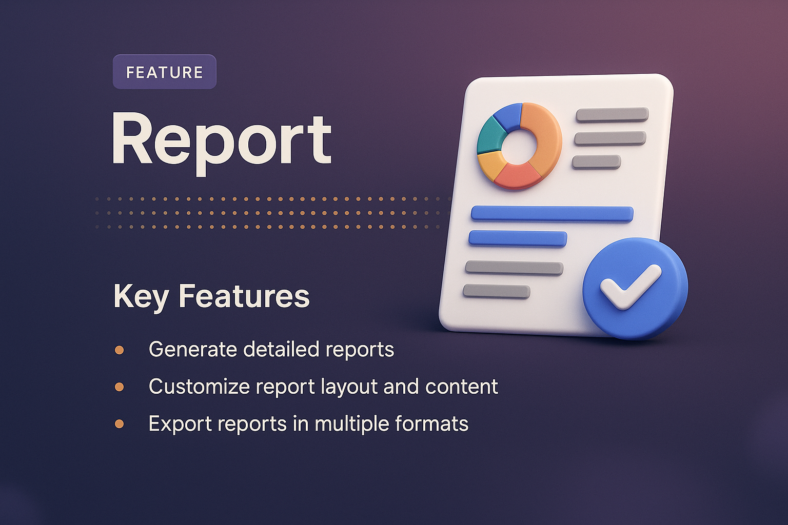 3D Graphic Landing Page Design for Report Feature