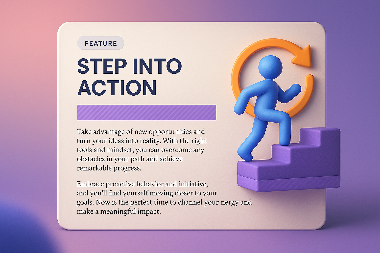 3D Web Page Design Featuring Action Steps