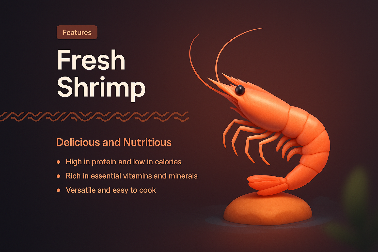 Creative Landing Page Design Featuring Fresh Shrimp