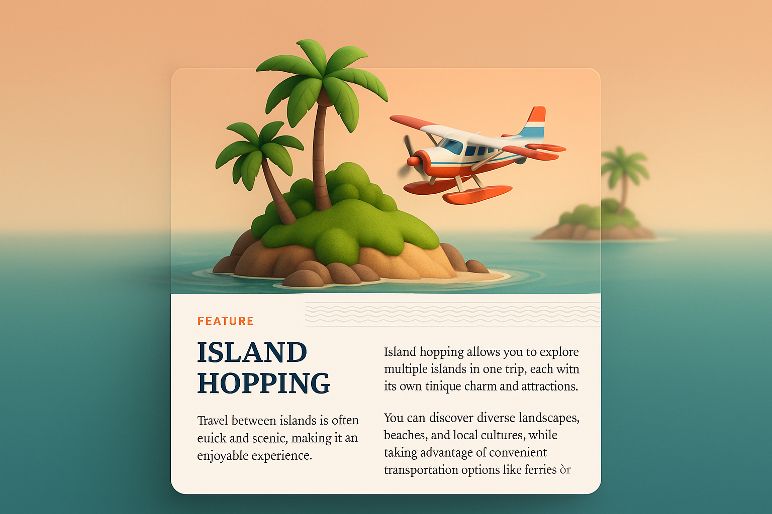3D Island Hopping Design with Features Overview