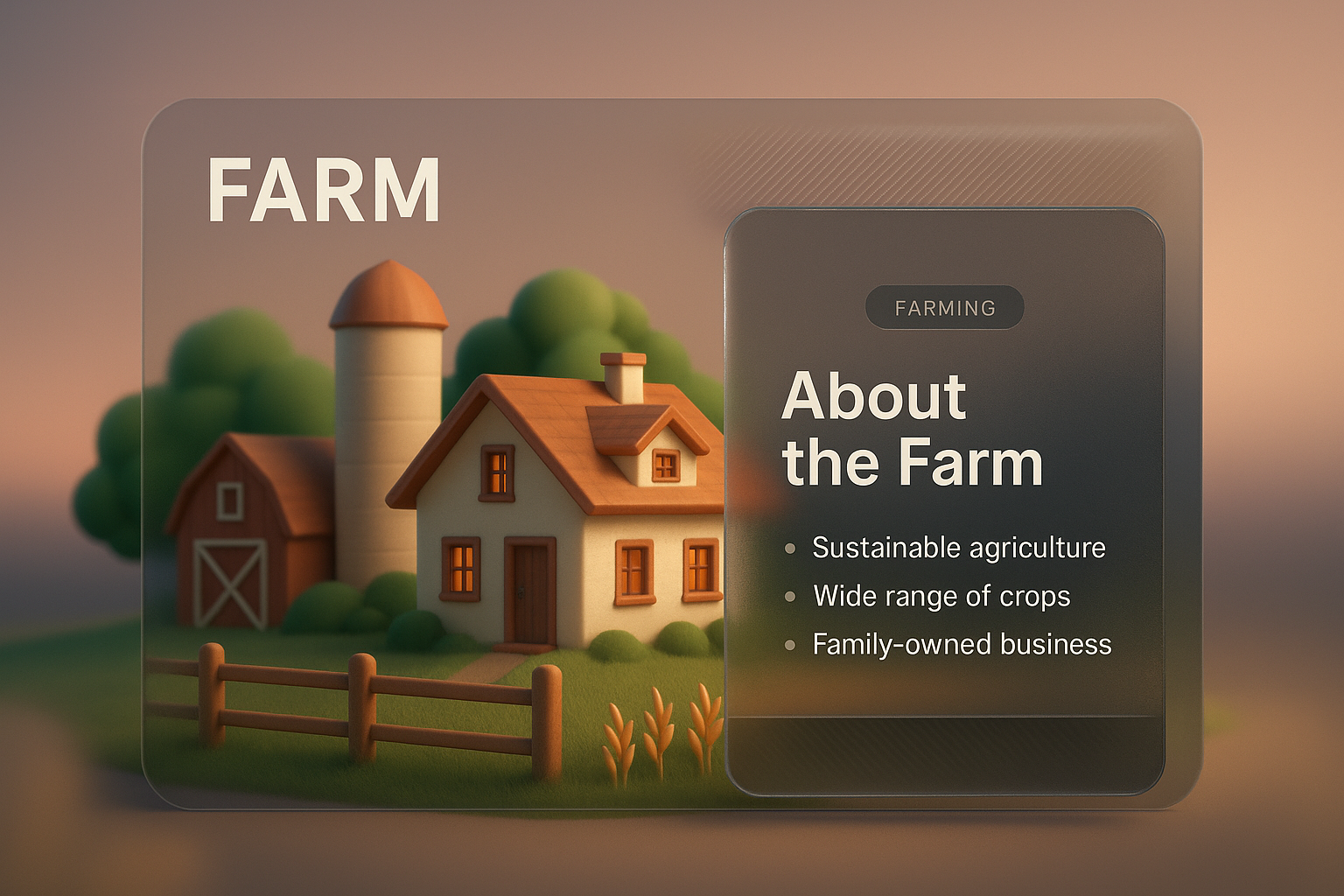 3D Farm Illustration with Informative Panels