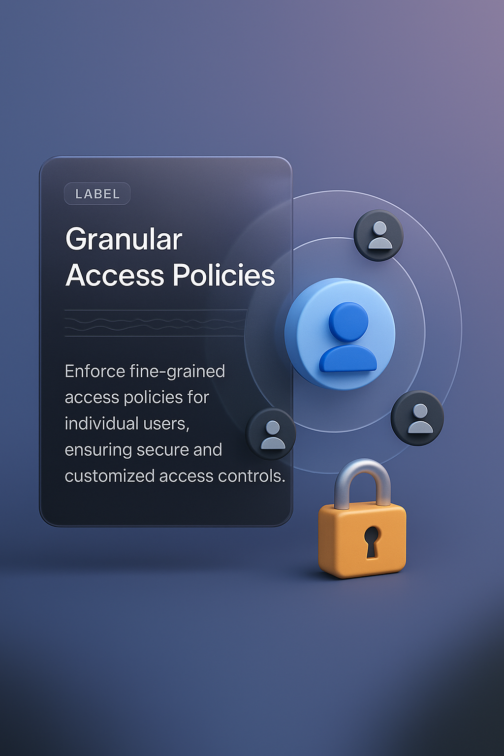 3D Illustration of Granular Access Policies with User Nodes