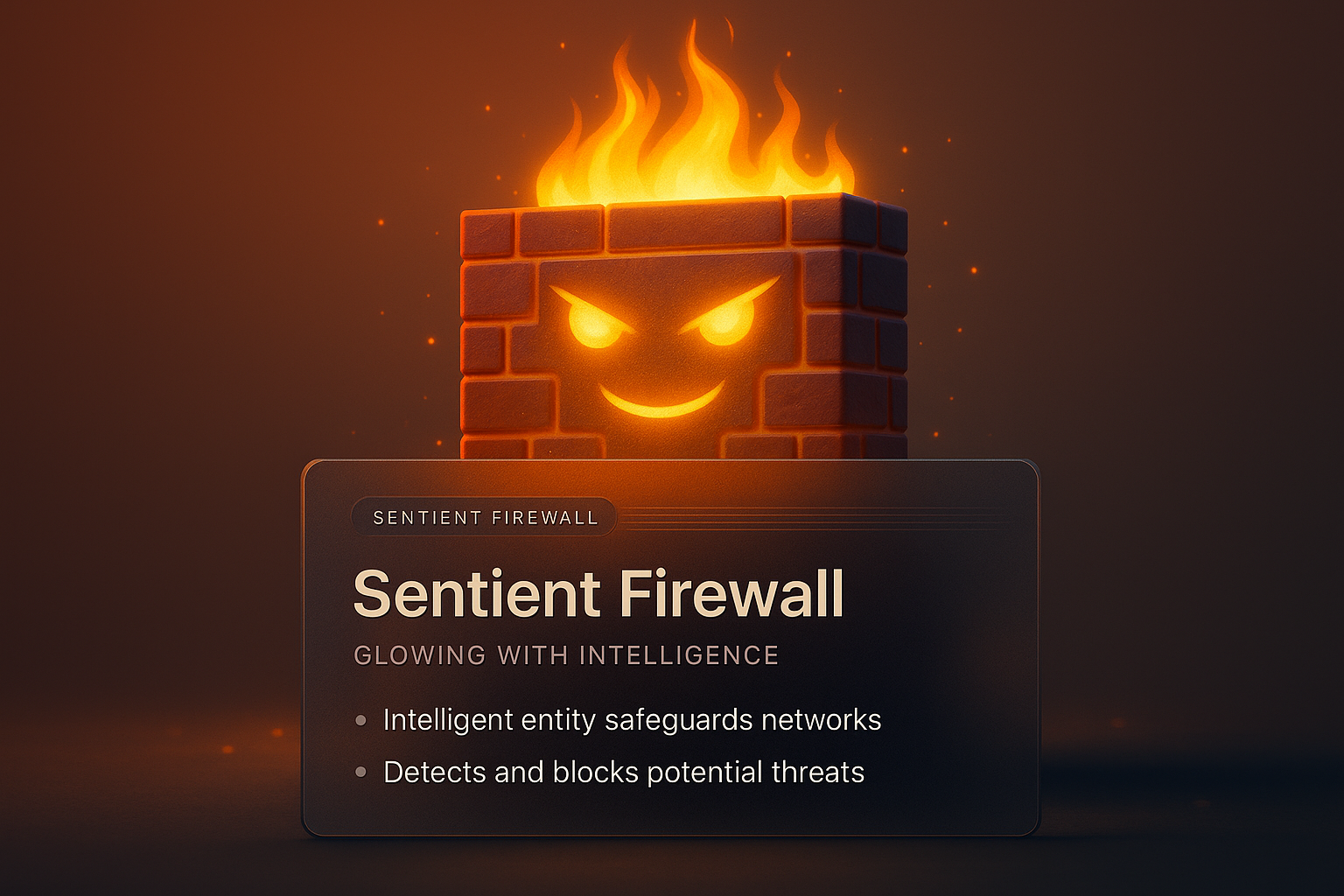 Sentient Firewall Glowing with Intelligence - 3D Illustration