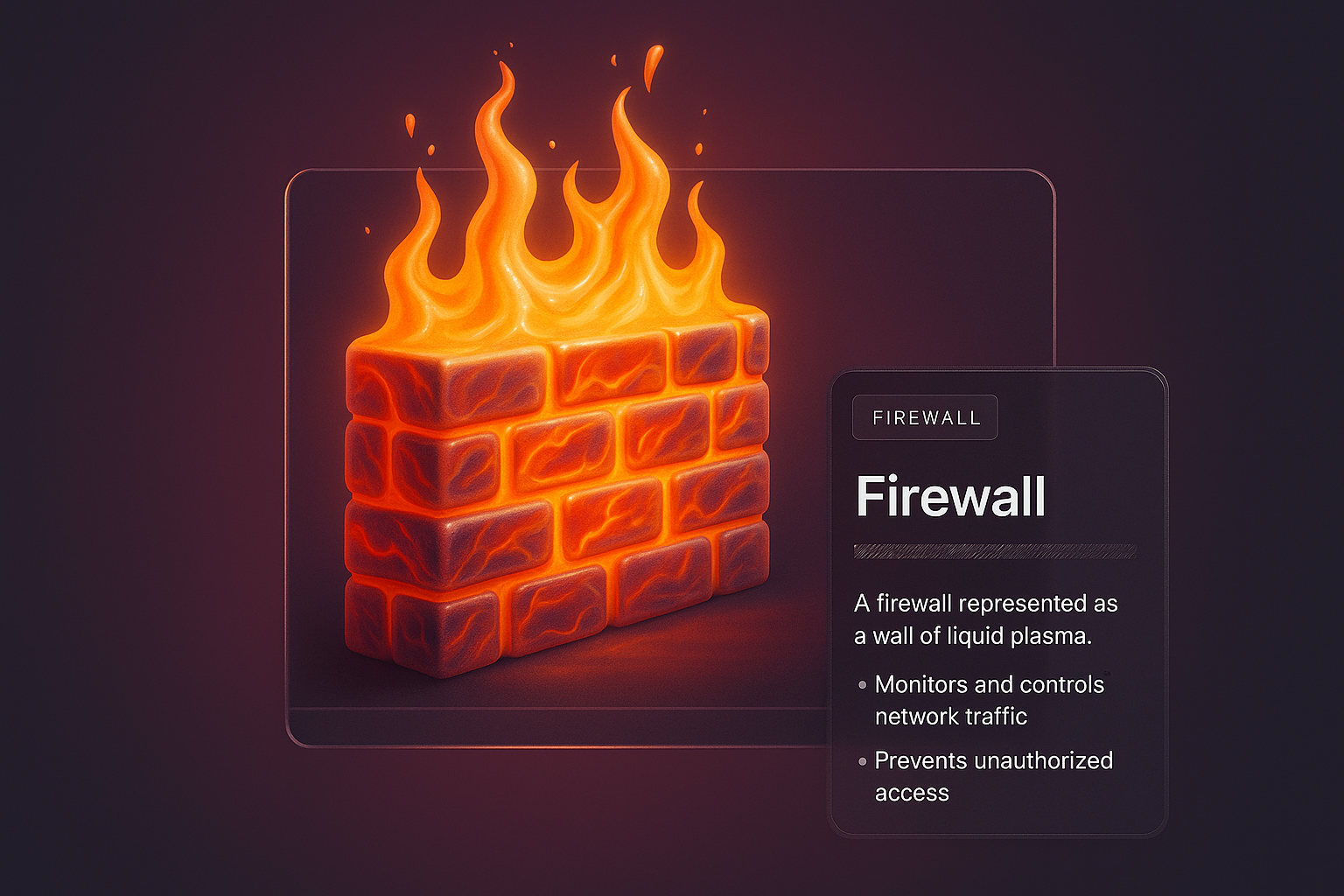 Liquid Plasma Firewall Illustration with Integrated Design Elements