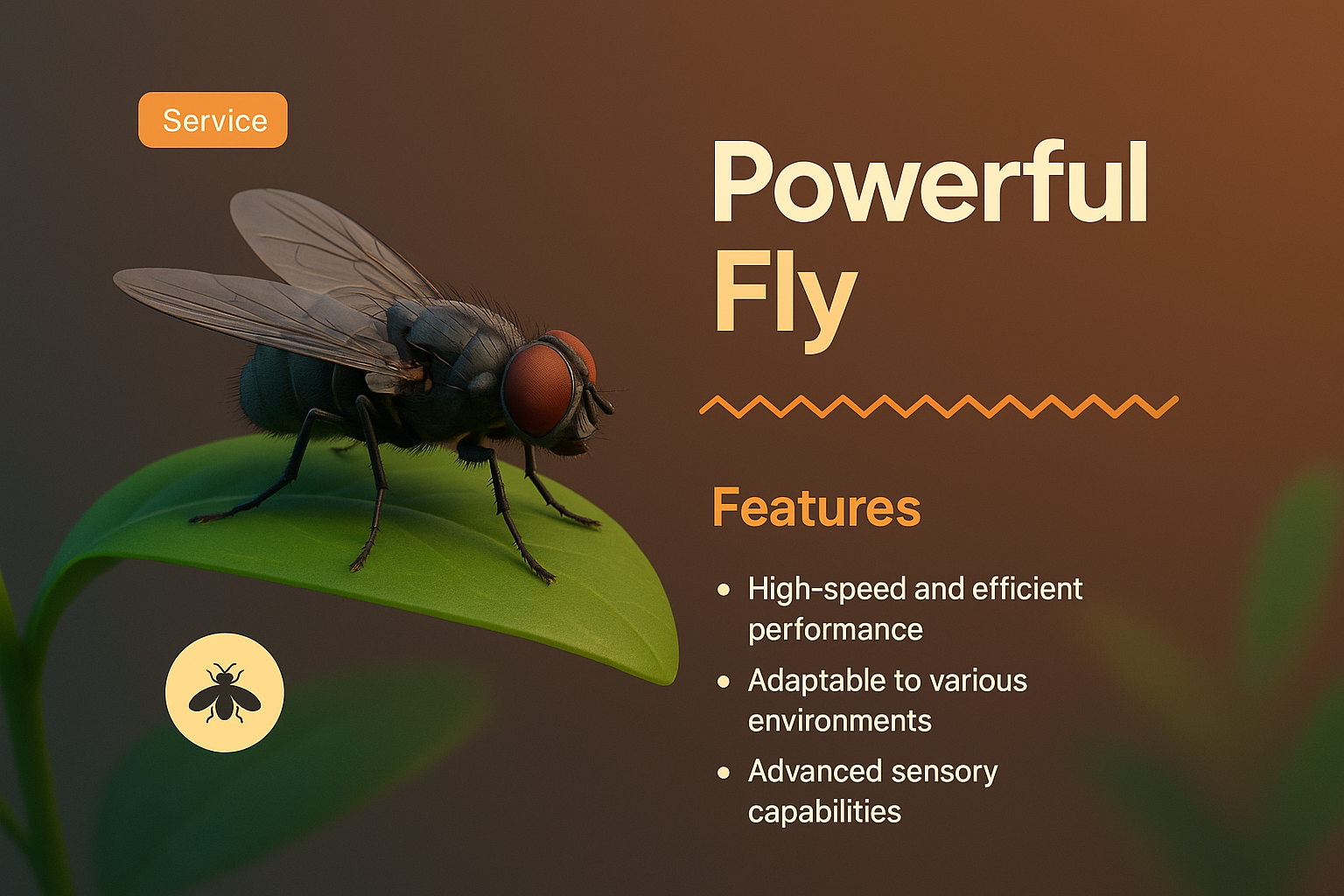 Landing Page Design Featuring a 3D Illustration of a Fly