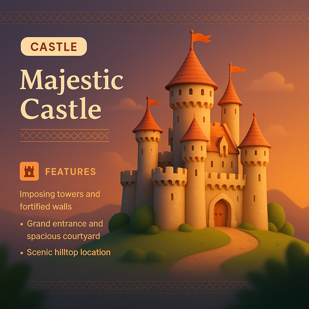 Majestic Castle Landing Page Design with 3D Illustration
