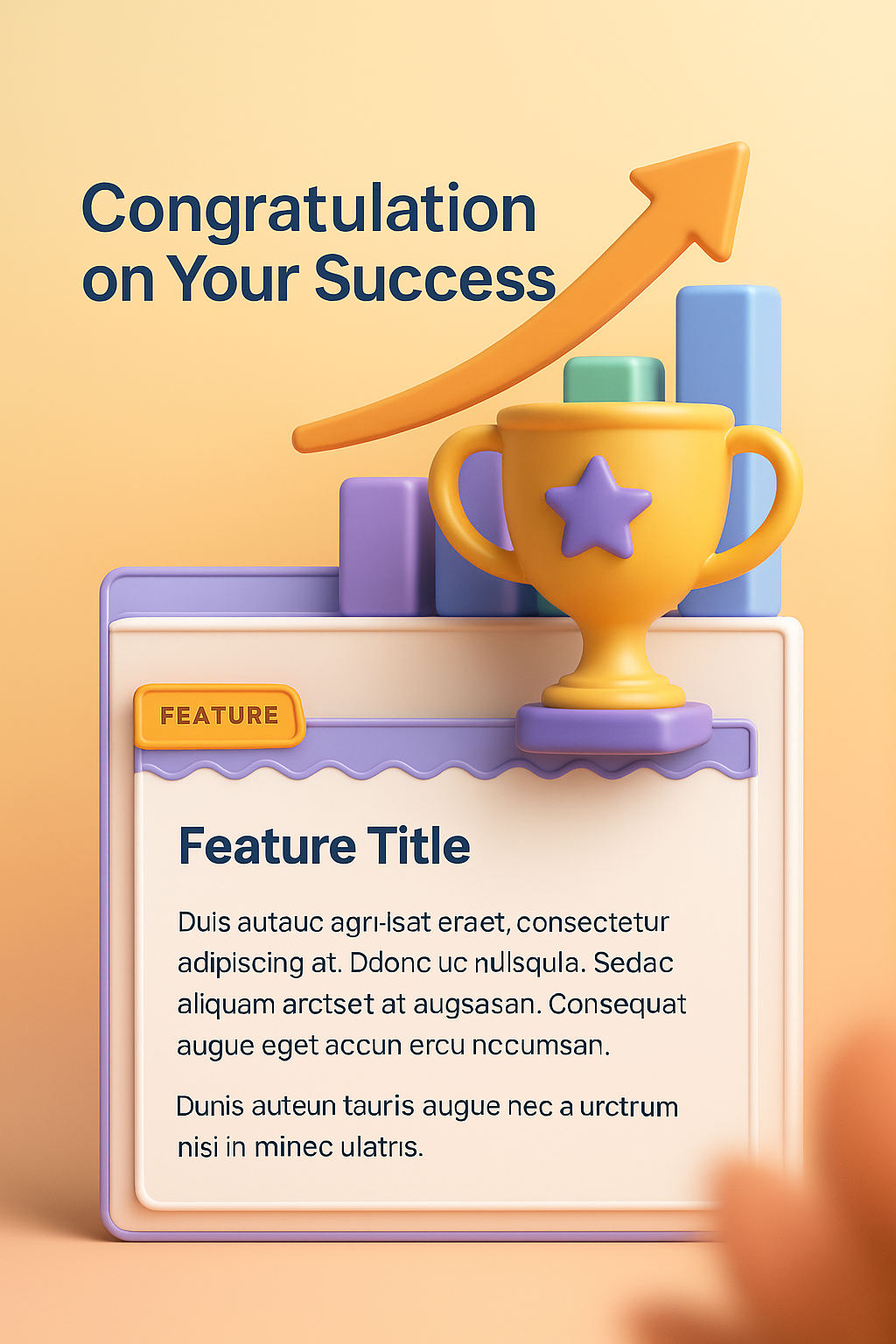 3D Greeting Card for Success Congratulations with Modern Design