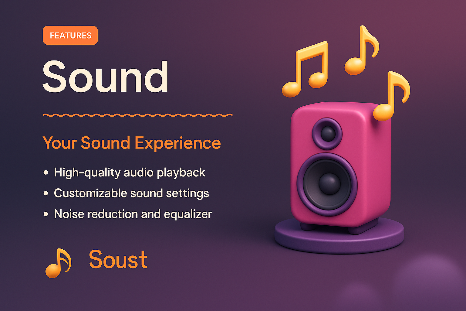 3D Sound Design Illustration with Features Overview
