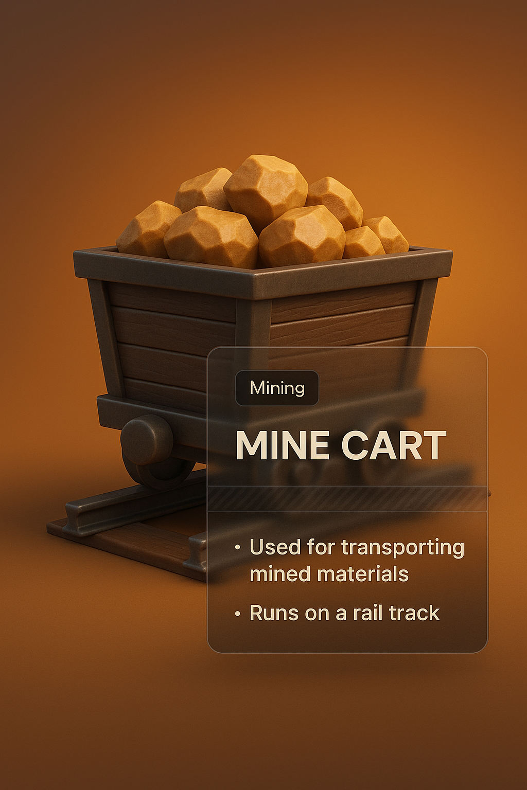 3D Mine Cart Design with Integrated Information Panels