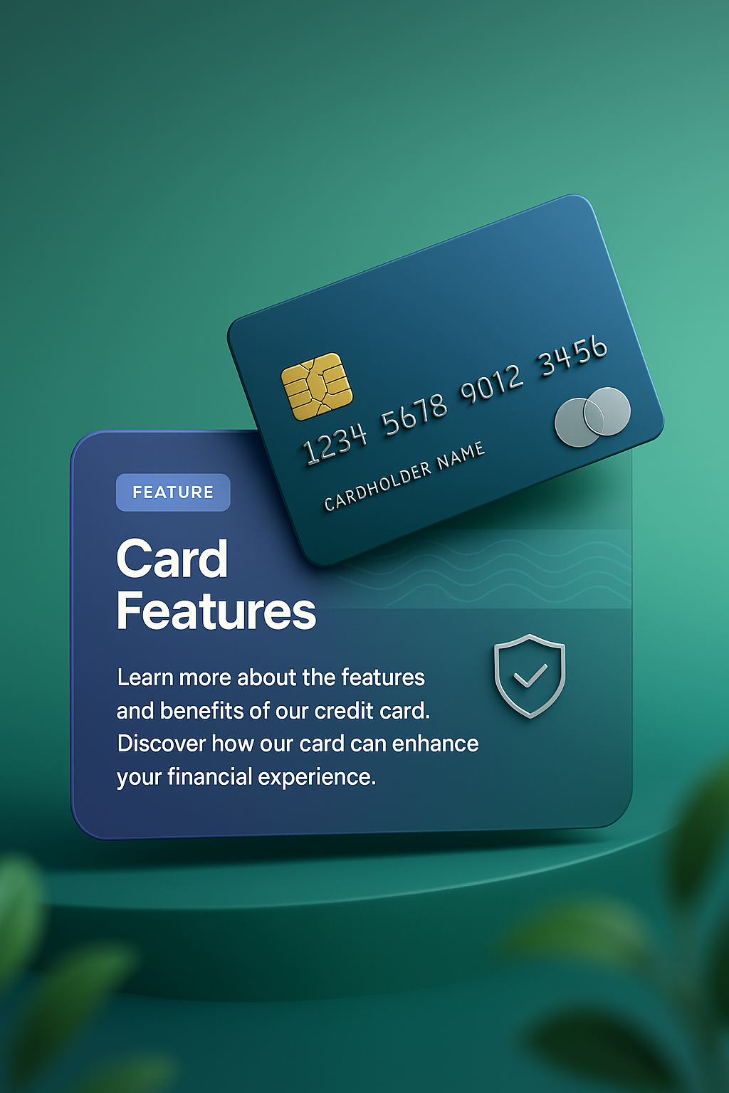 3D Credit Card with Feature Highlights