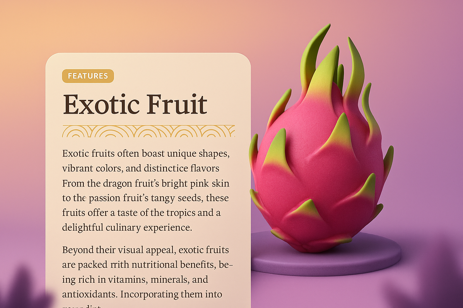 Stunning 3D Illustration of Exotic Fruit with Design Elements