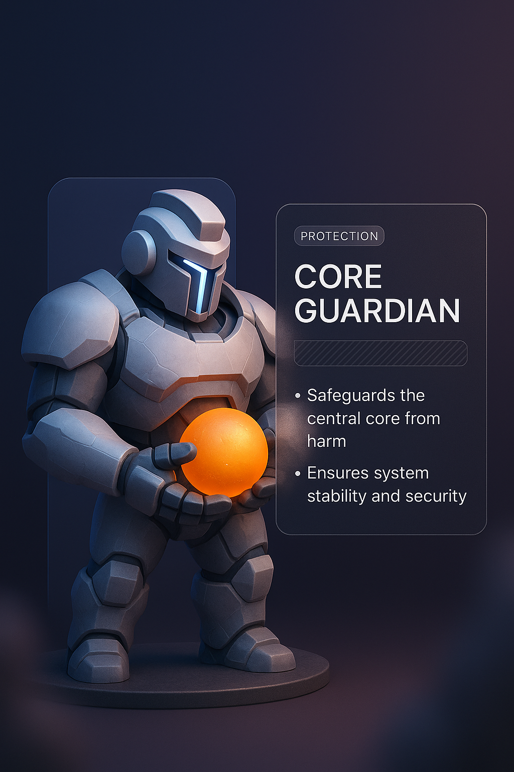 3D Glass Effect Web Page Design Featuring Core Guardian