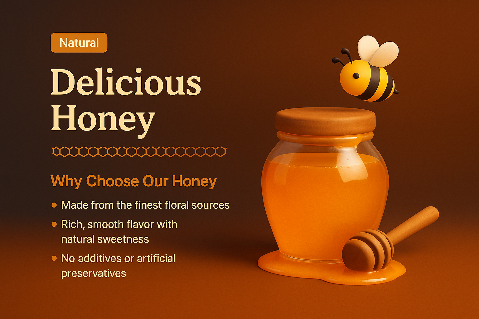 Delicious Honey Landing Page Design with 3D Elements
