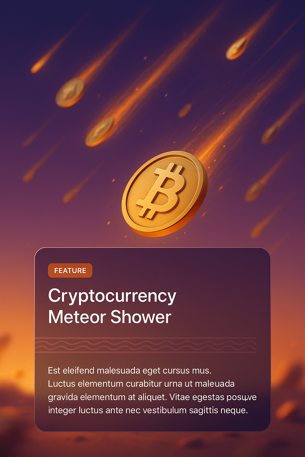 Cryptocurrency Meteor Shower Illustration for Web Design