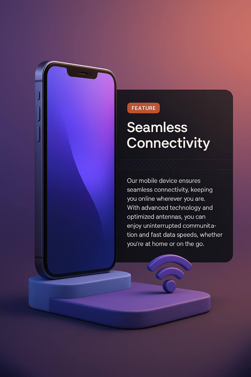 3D Illustration of Mobile Device Features with Seamless Connectivity