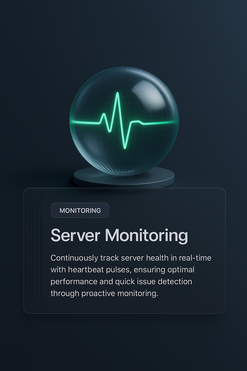 3D Server Heartbeat Monitoring Sphere Illustration