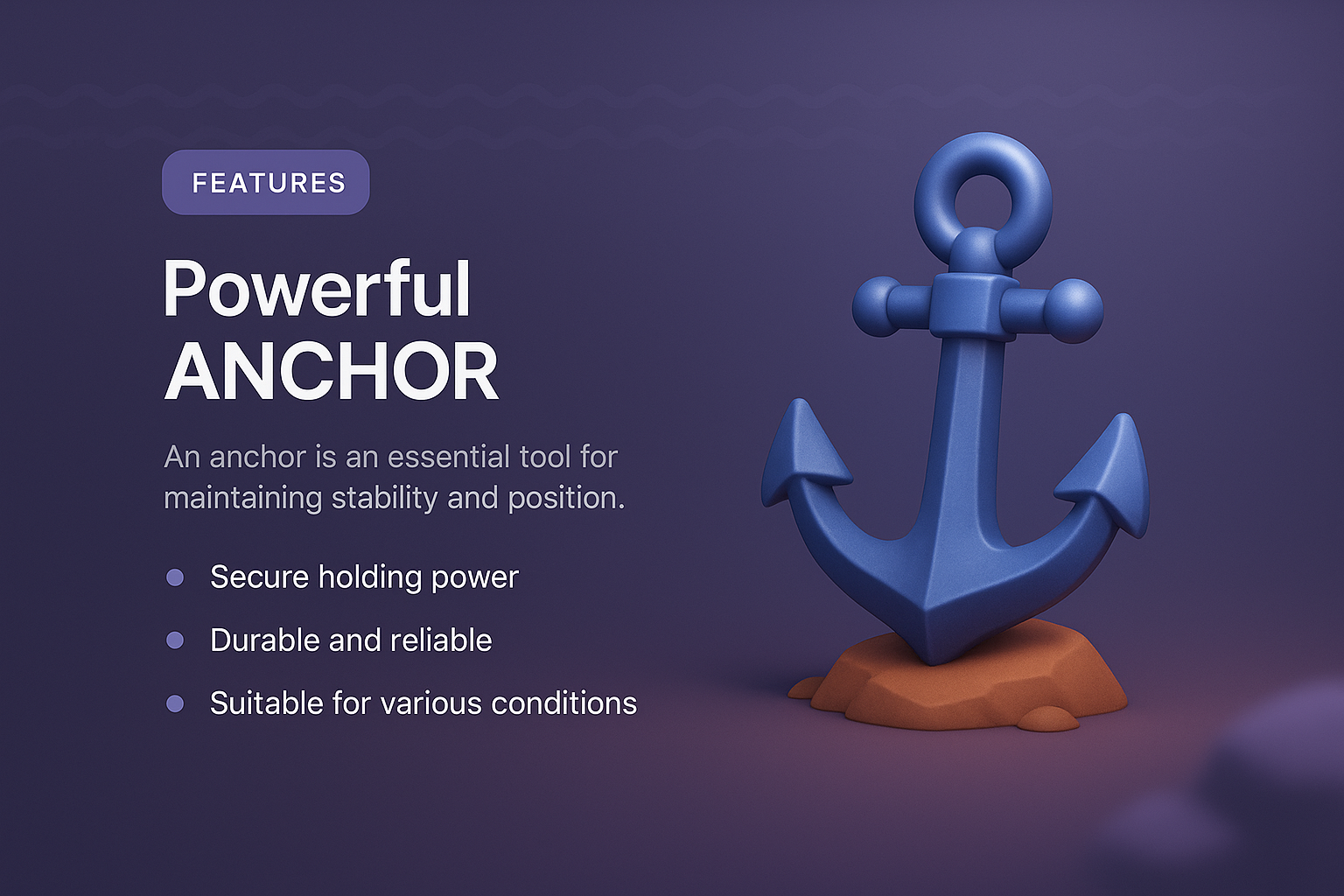 3D Illustration of an Anchor with Feature Highlights