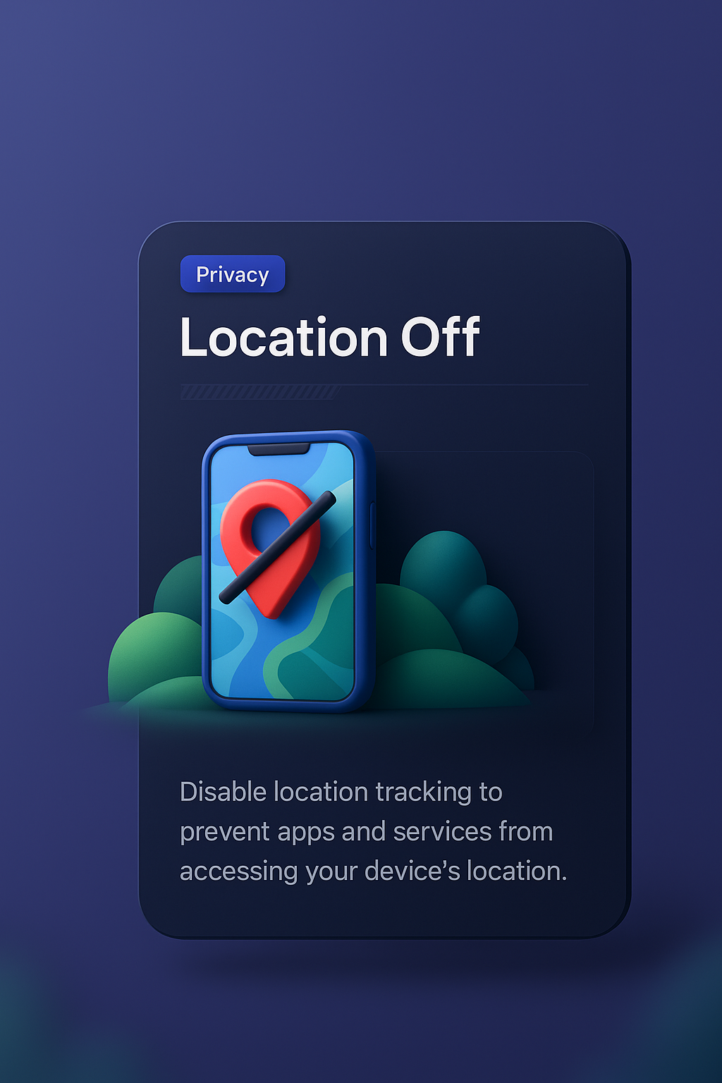 3D Web Panel Design Featuring Location Off Concept