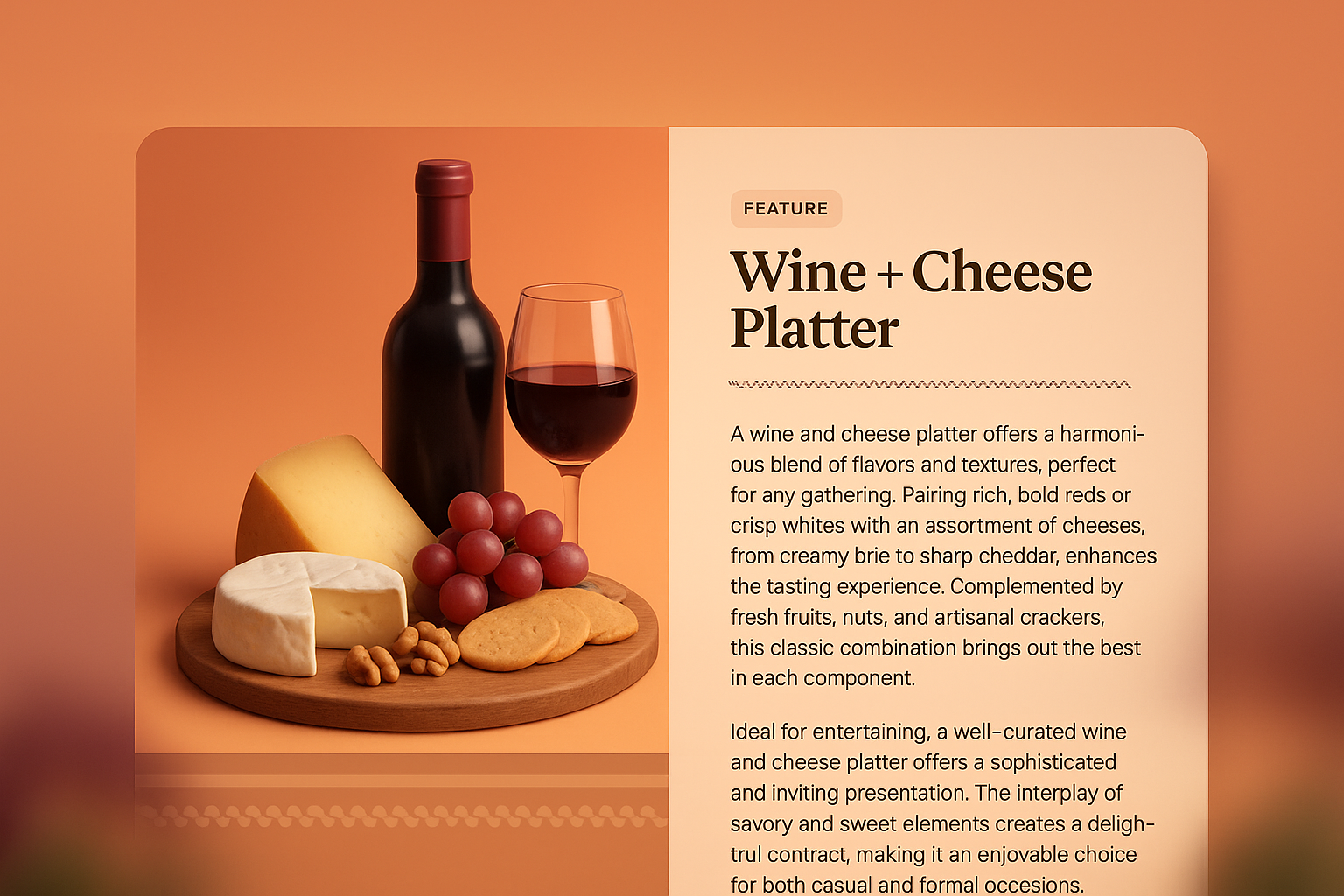 Elegant Wine and Cheese Platter Presentation
