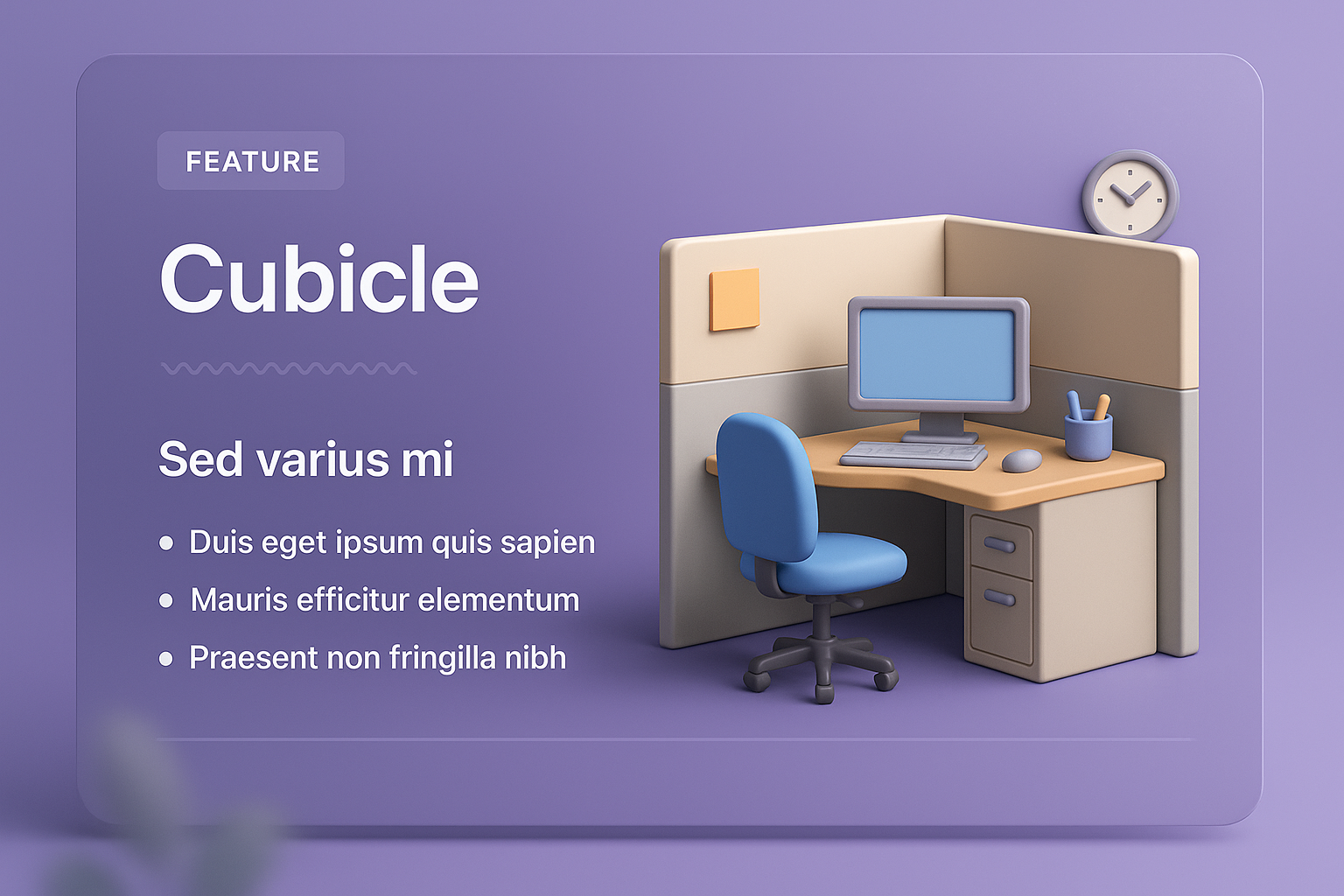 Stunning 3D Cubicle Office Scene with Feature Highlights