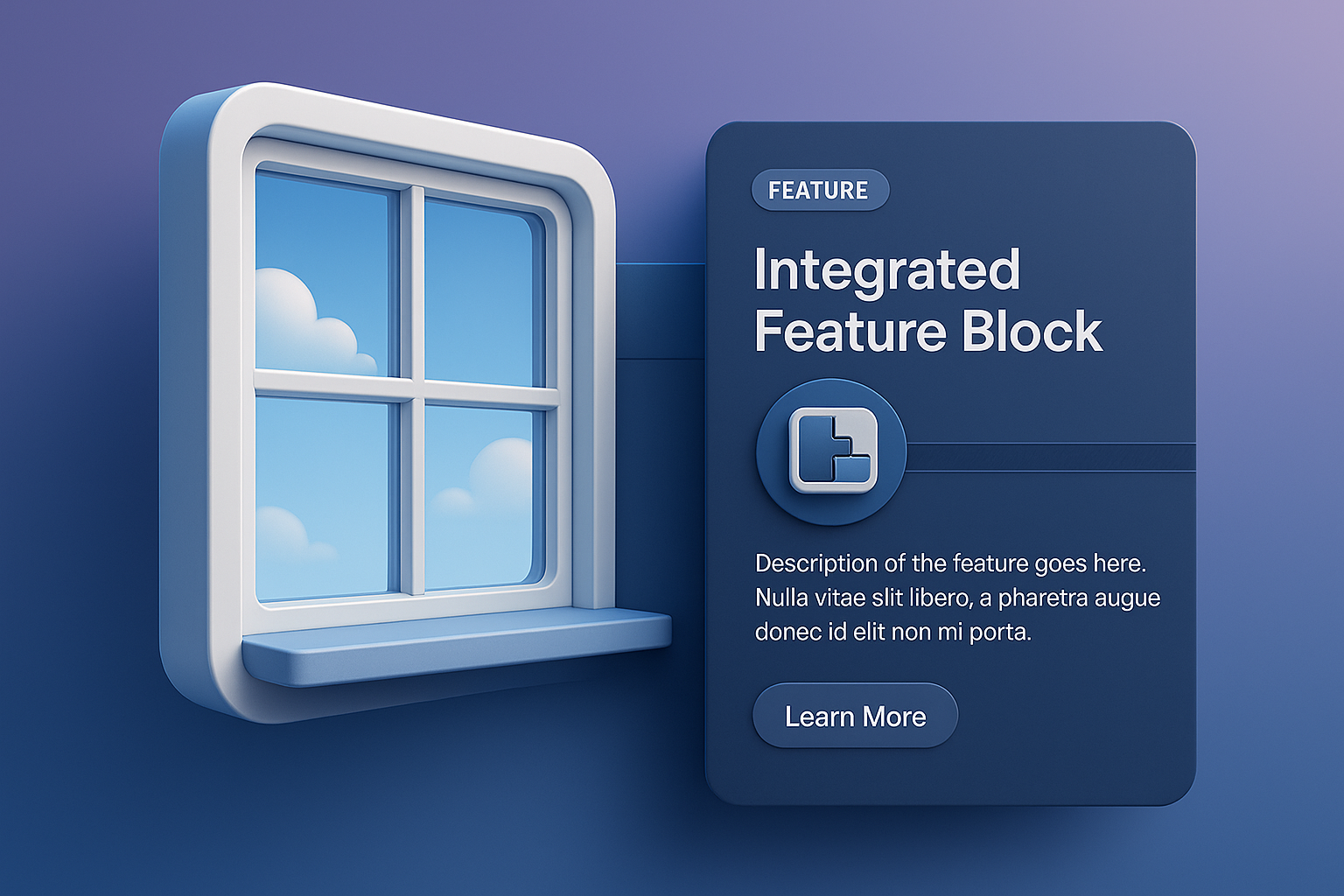 3D Illustration of a Window Interface Feature Block