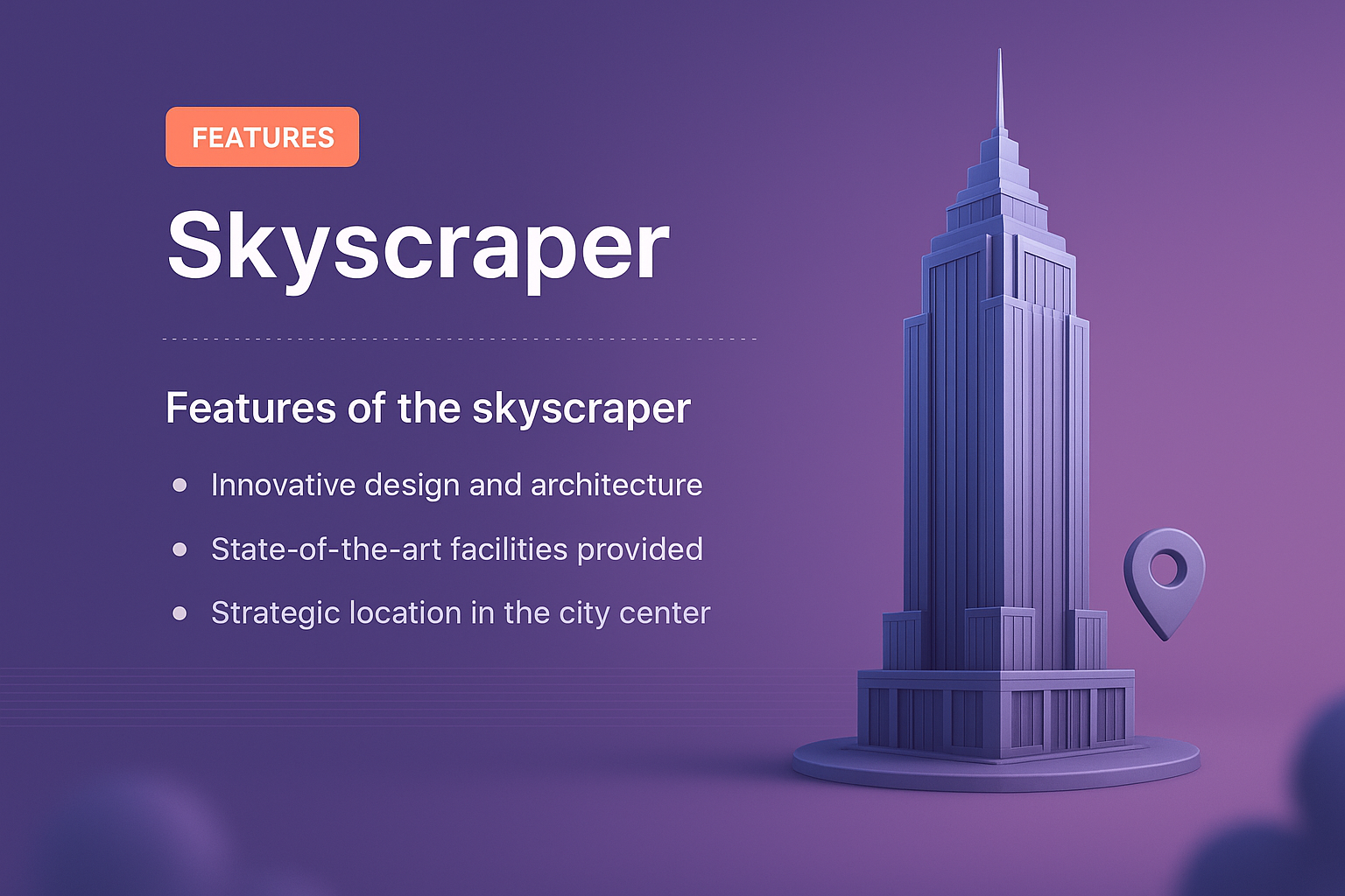 3D Illustration of a Modern Skyscraper with Features