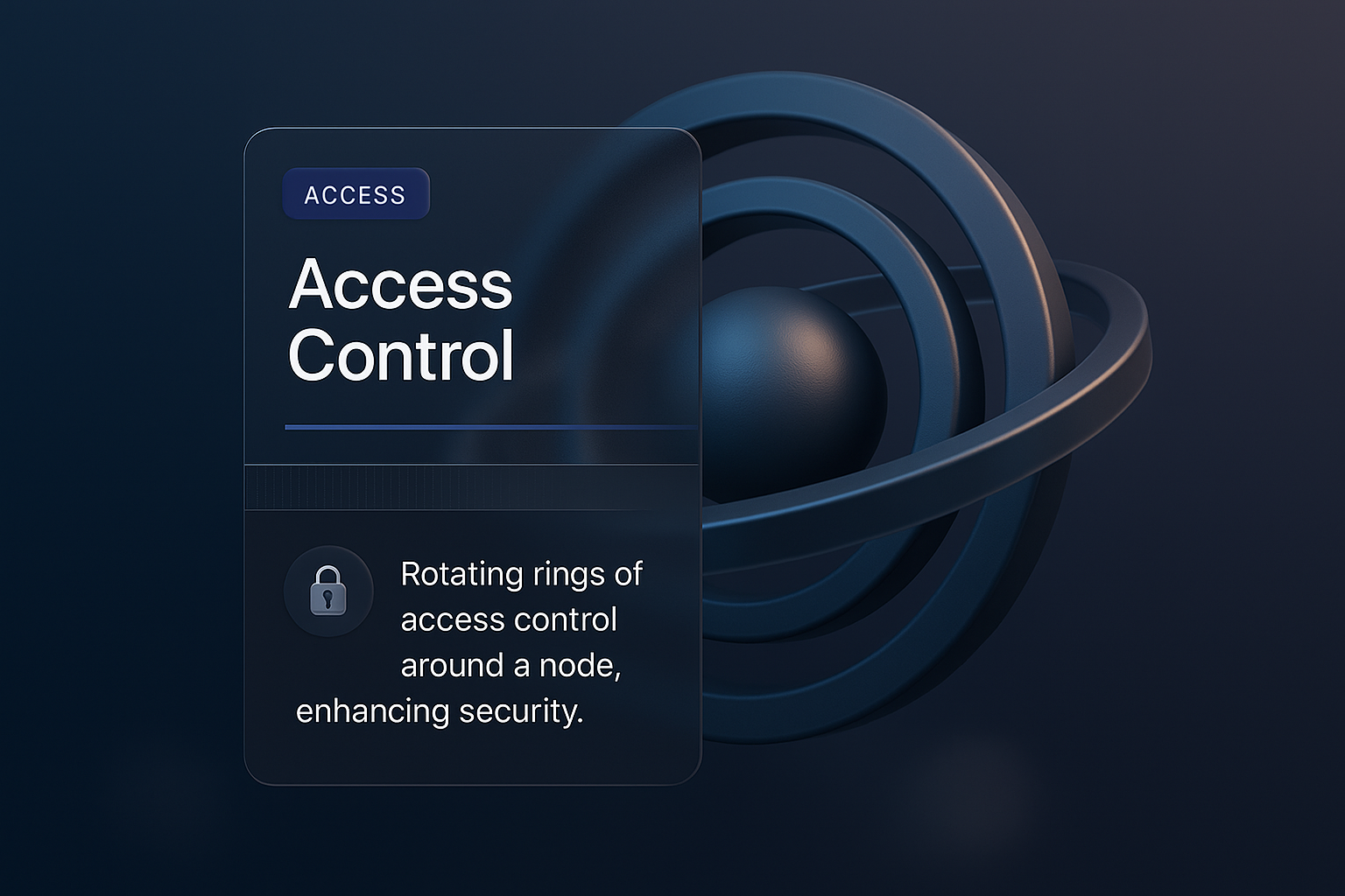 3D Illustration of Access Control Rings Enhancing Security