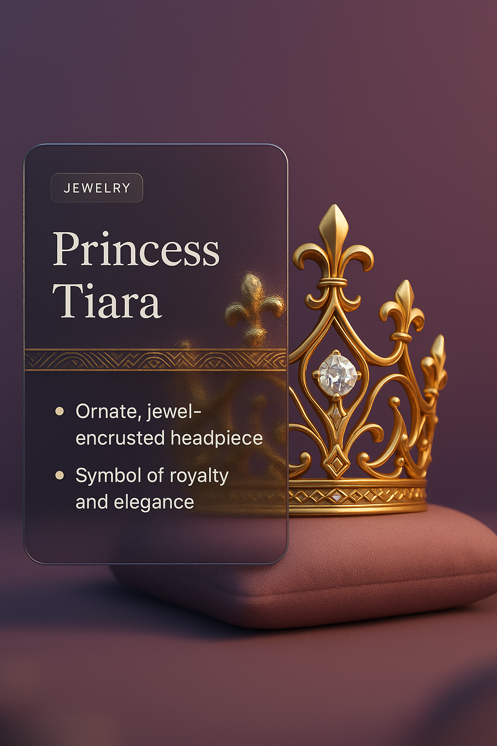 Elegant Princess Tiara with Jewel Accents and Design Elements