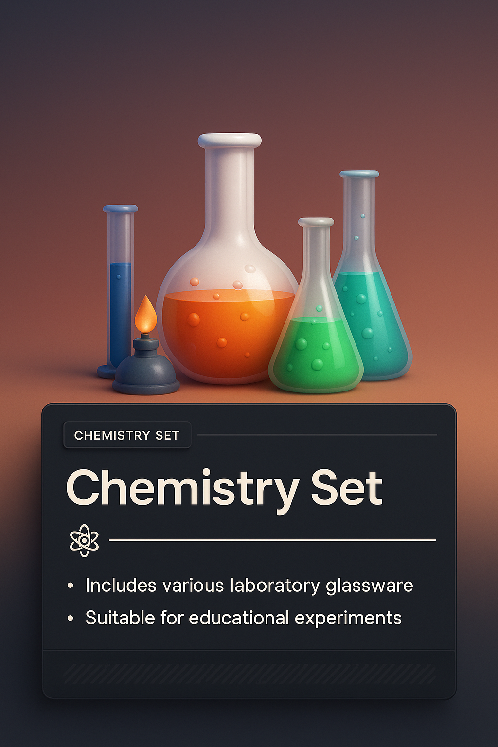 Colorful Chemistry Set with Glassware for Experiments