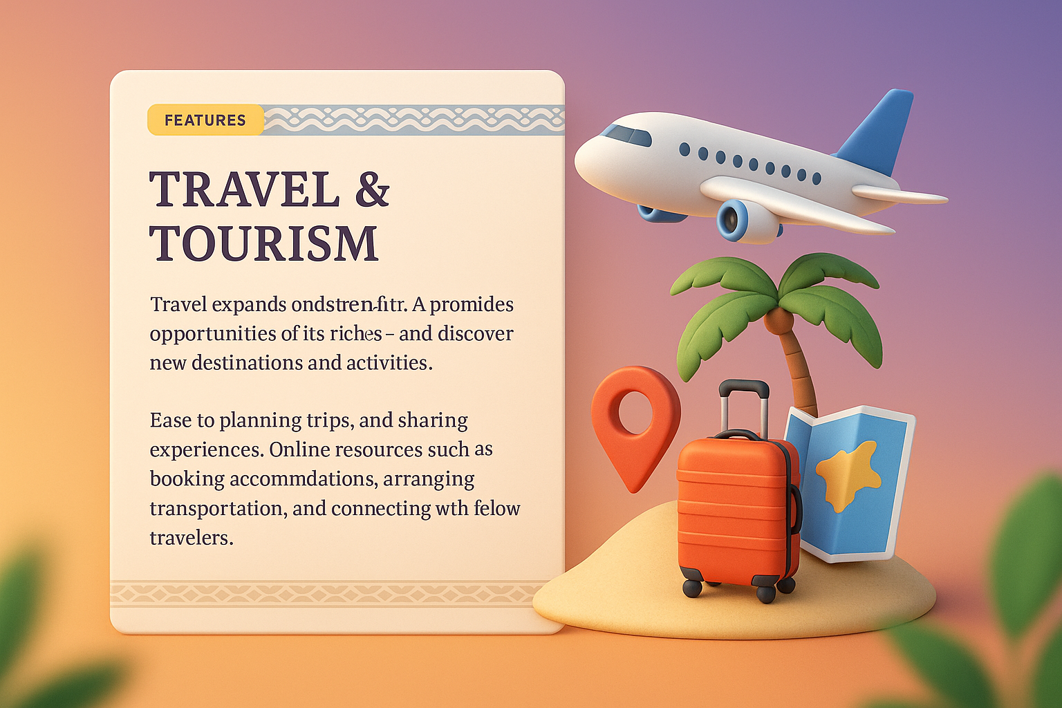 3D Illustration for Travel & Tourism Web Design
