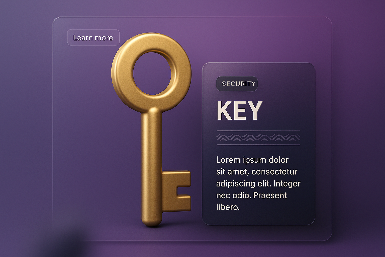 3D Key Illustration with Gradient Background