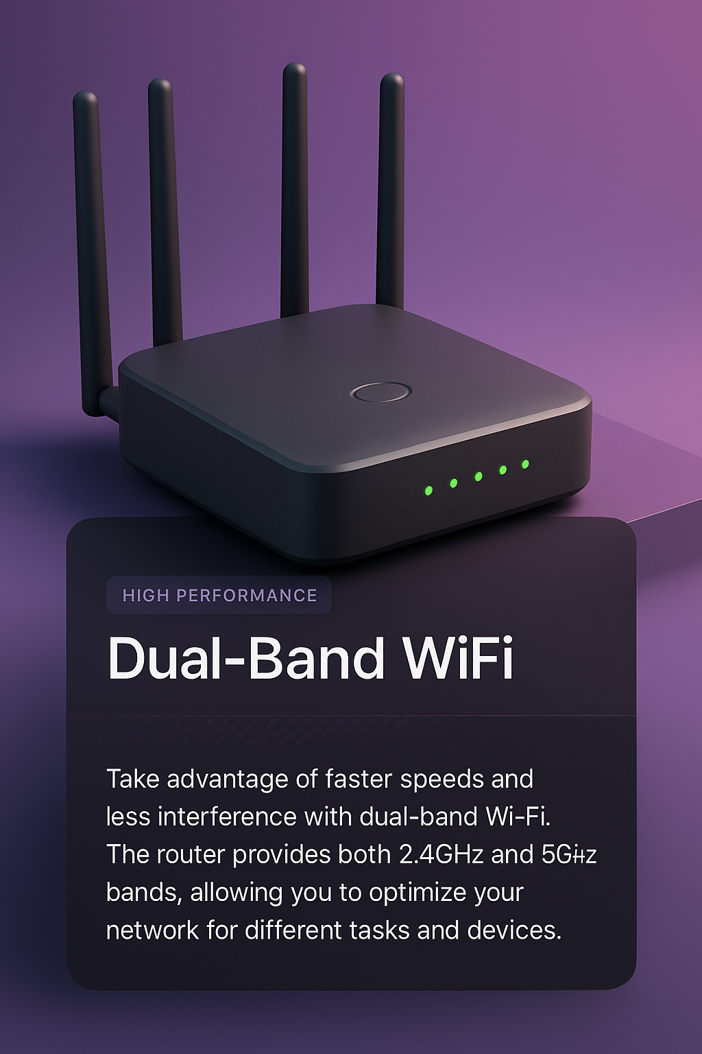 3D Router Illustration with Dual-Band WiFi Features