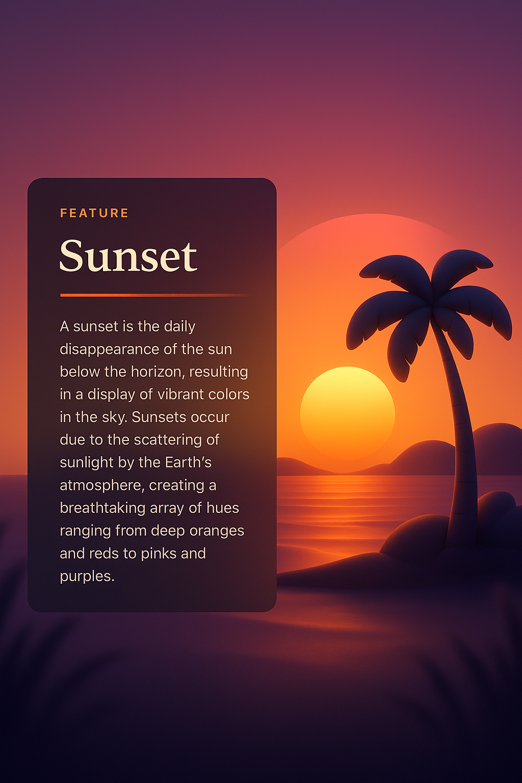 Stunning Sunset with Vibrant Colors and Palm Silhouette