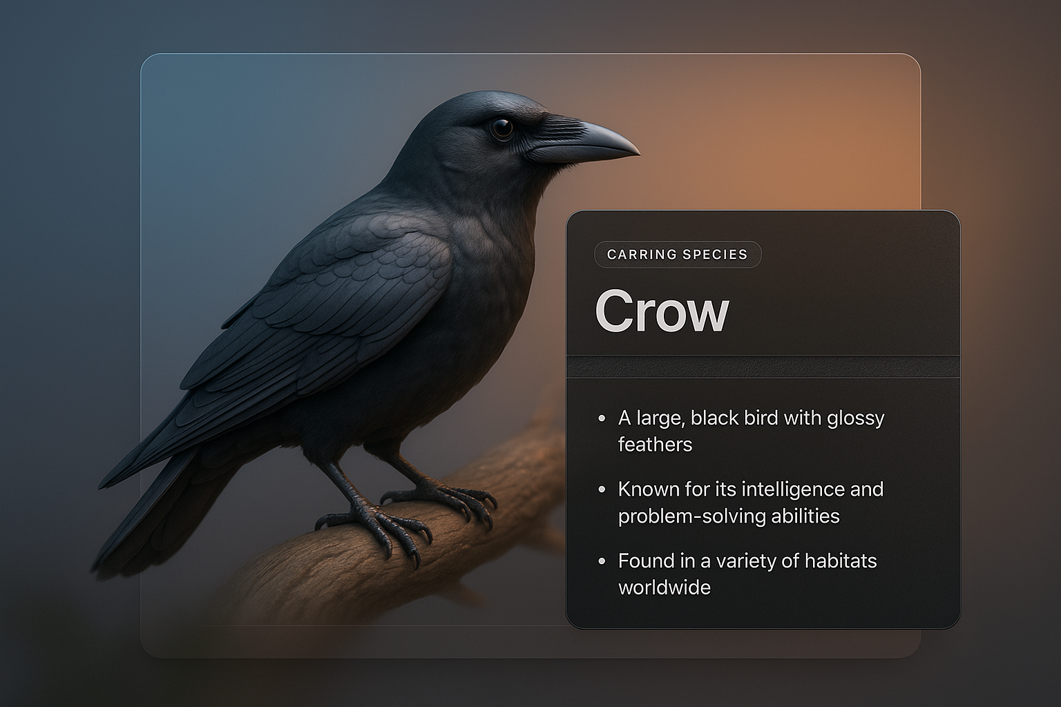 3D Illustration of a Crow with Web Design Elements